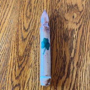 Taper Grunge Candle with Green Shamrock